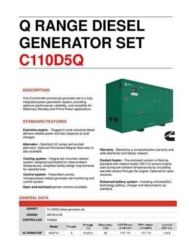 Cummins C110D5 Diesel Generators