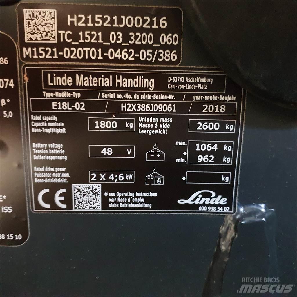 Linde E18L Electric forklift trucks