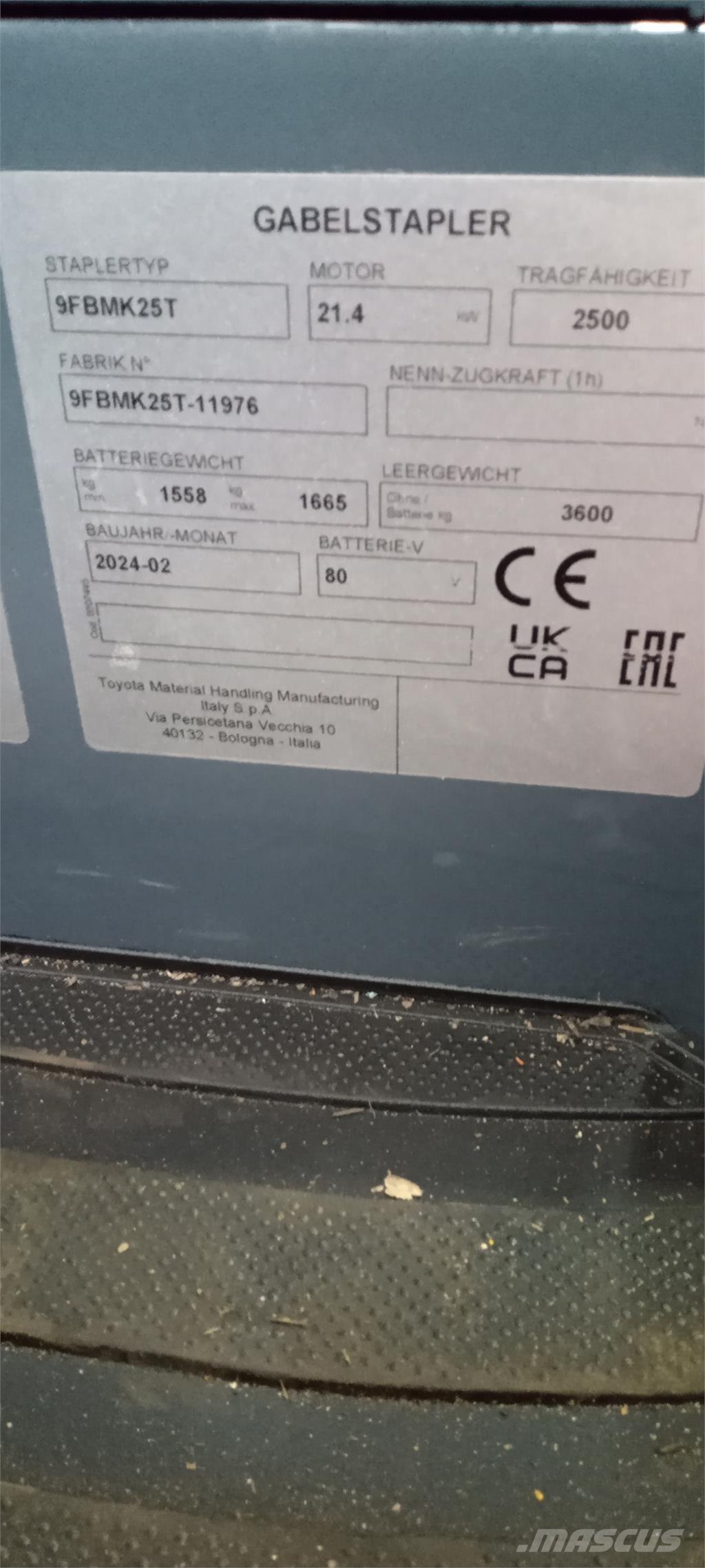 Toyota 9FBMK25T Electric forklift trucks