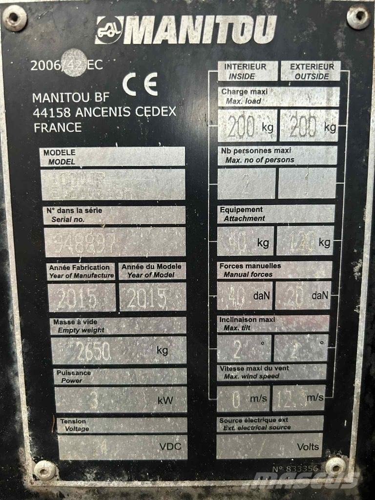 Manitou 100 VJR Used Personnel lifts and access elevators