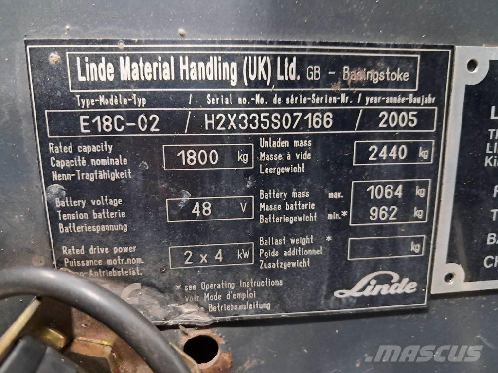 Linde E18C-02 Electric forklift trucks