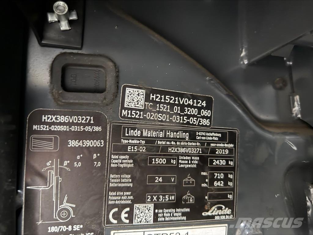 Linde E15 -02 Electric forklift trucks