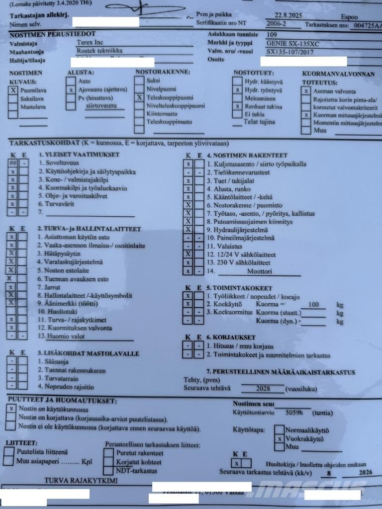 Genie SX 135 XC Articulated boom lifts