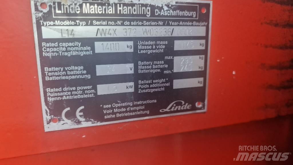 Linde L14APi-372 Low lift with platform