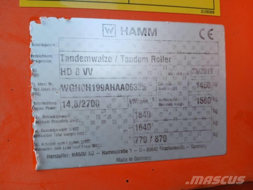 Hamm HD8 VV, Vält Twin drum rollers