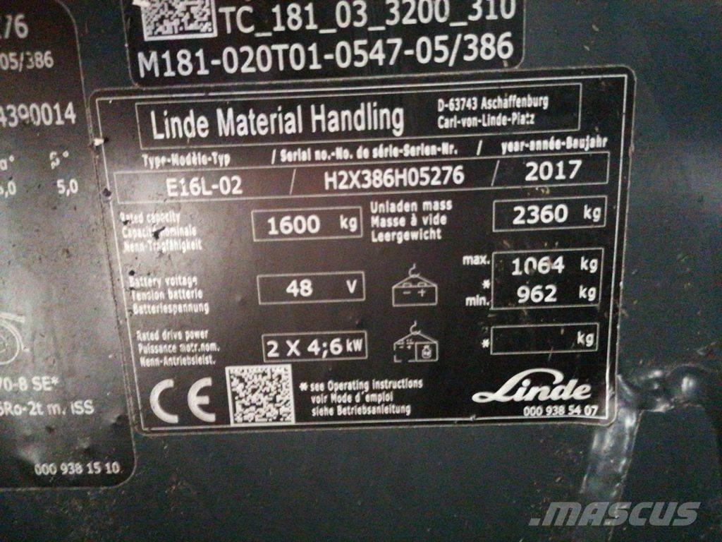 Linde E16L-02 Electric forklift trucks