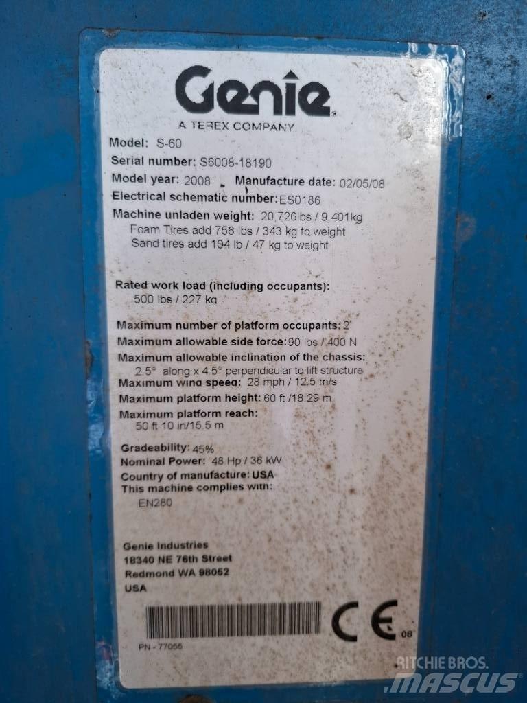 Genie S 60 Telescopic boom lifts