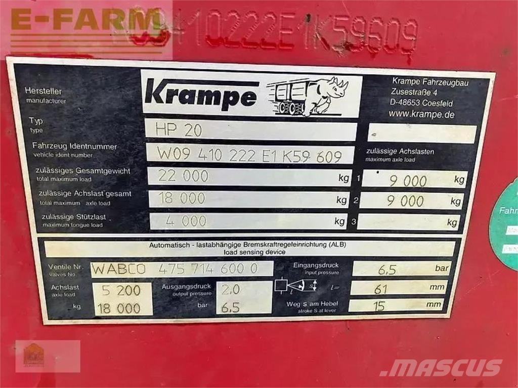 Krampe hp 20 Multi-purpose Trailers