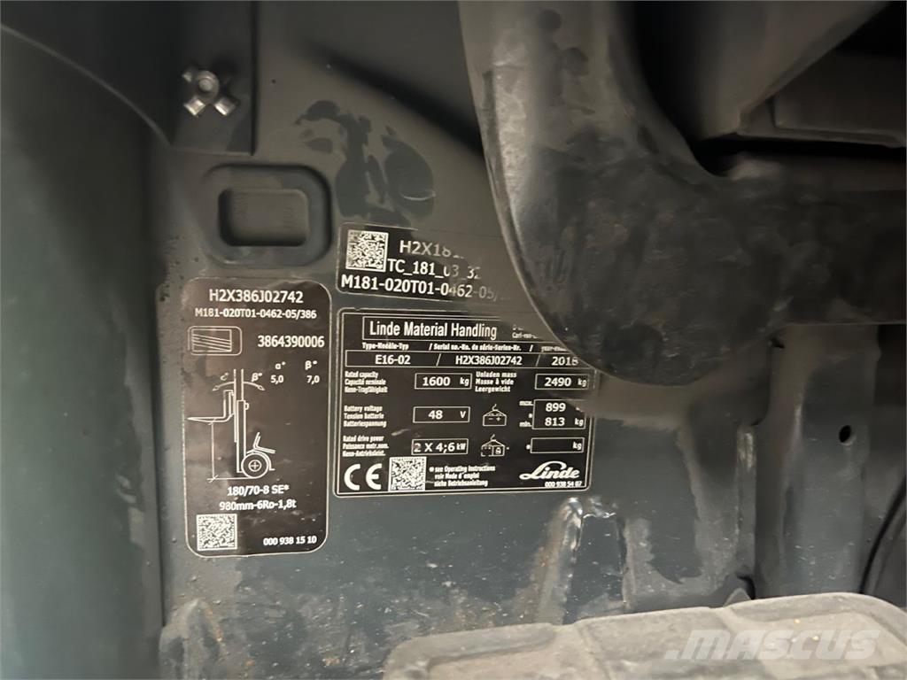 Linde E16-02 Electric forklift trucks