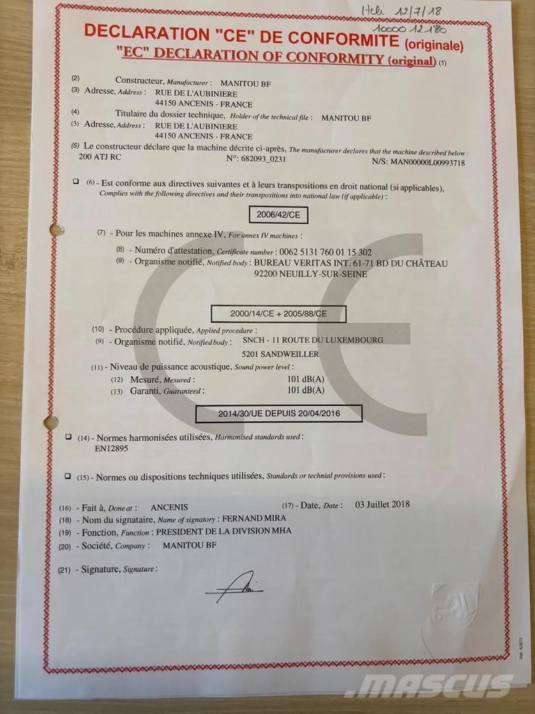 Manitou 200 ATJ Articulated boom lifts