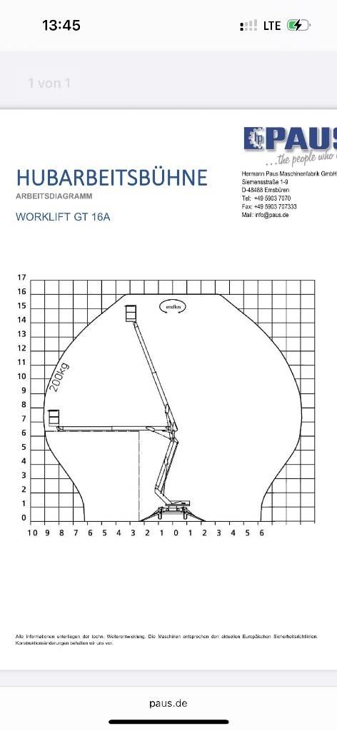 Paus GT 16 A Trailer mounted platforms