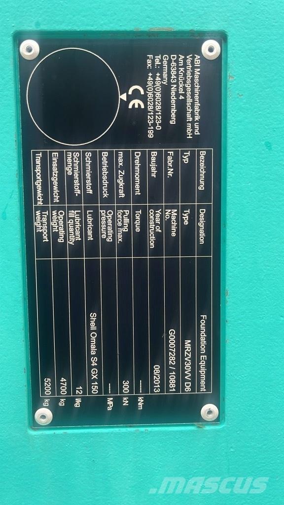 ABI MRZV 30 VV Piling equipment accessories and spare parts