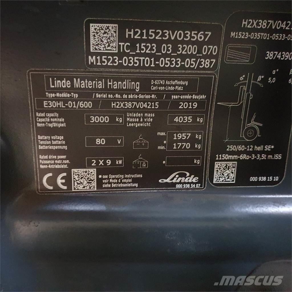 Linde E30/600HL Electric forklift trucks