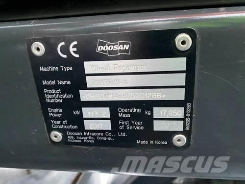 Doosan DX170W-5 Wheeled excavators