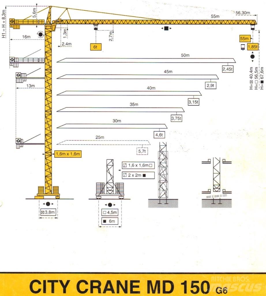 Potain MD 150 Tower cranes
