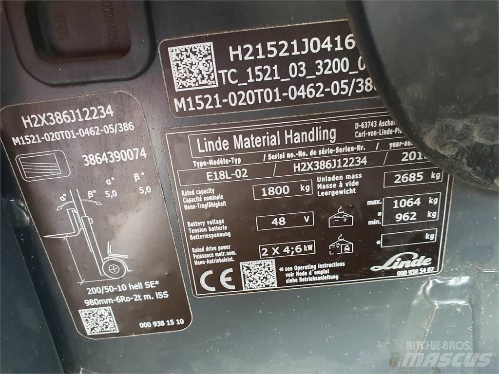 Linde E18L Electric forklift trucks