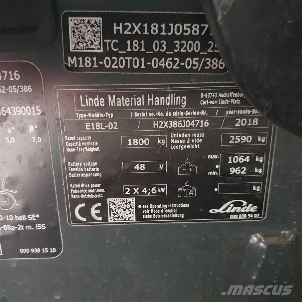 Linde E18L Electric forklift trucks