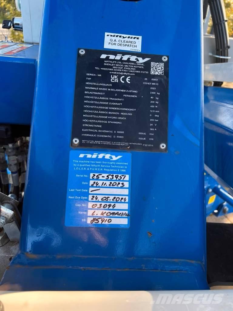 Niftylift 170 HET Trailer mounted platforms