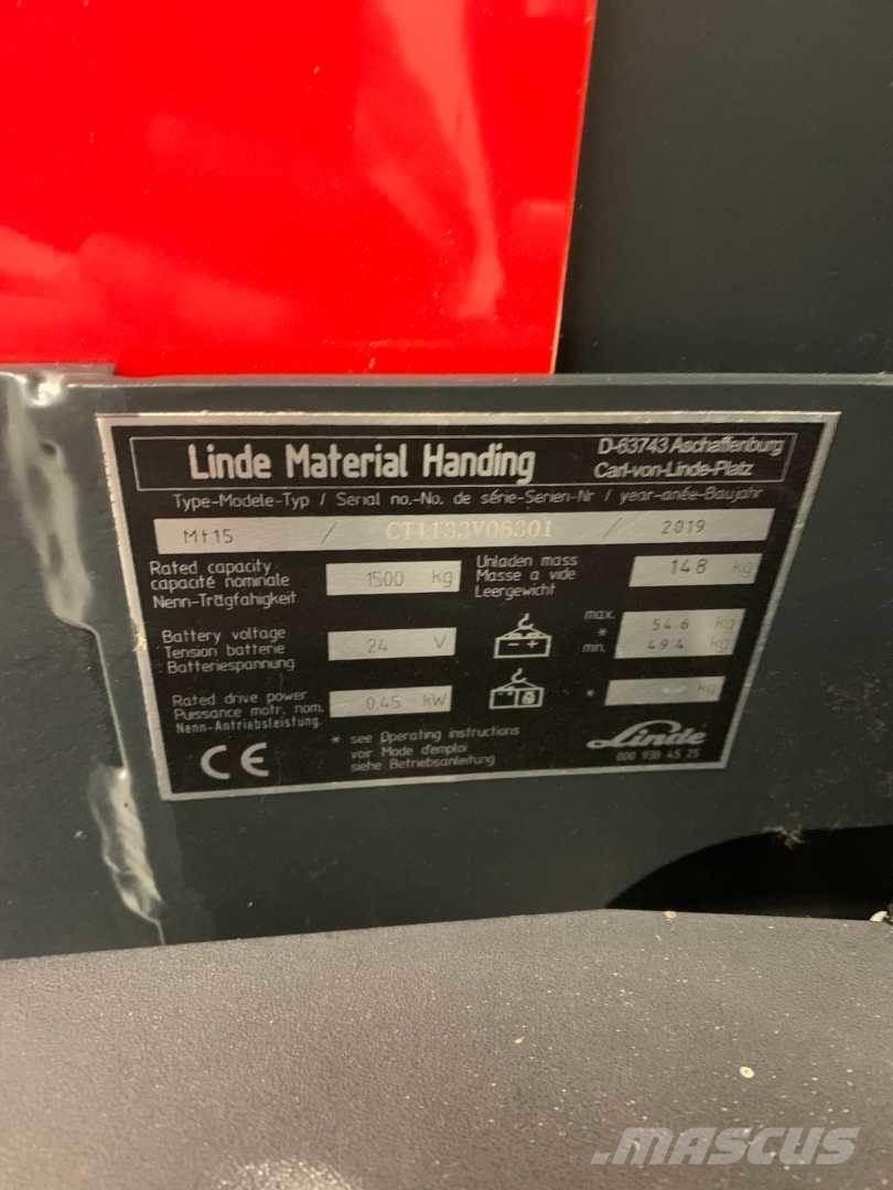 Linde MT15 Pedestrian stacker