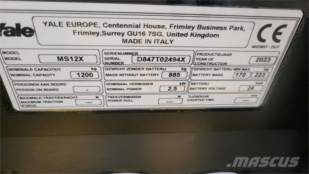 Yale MS12X Self propelled stackers