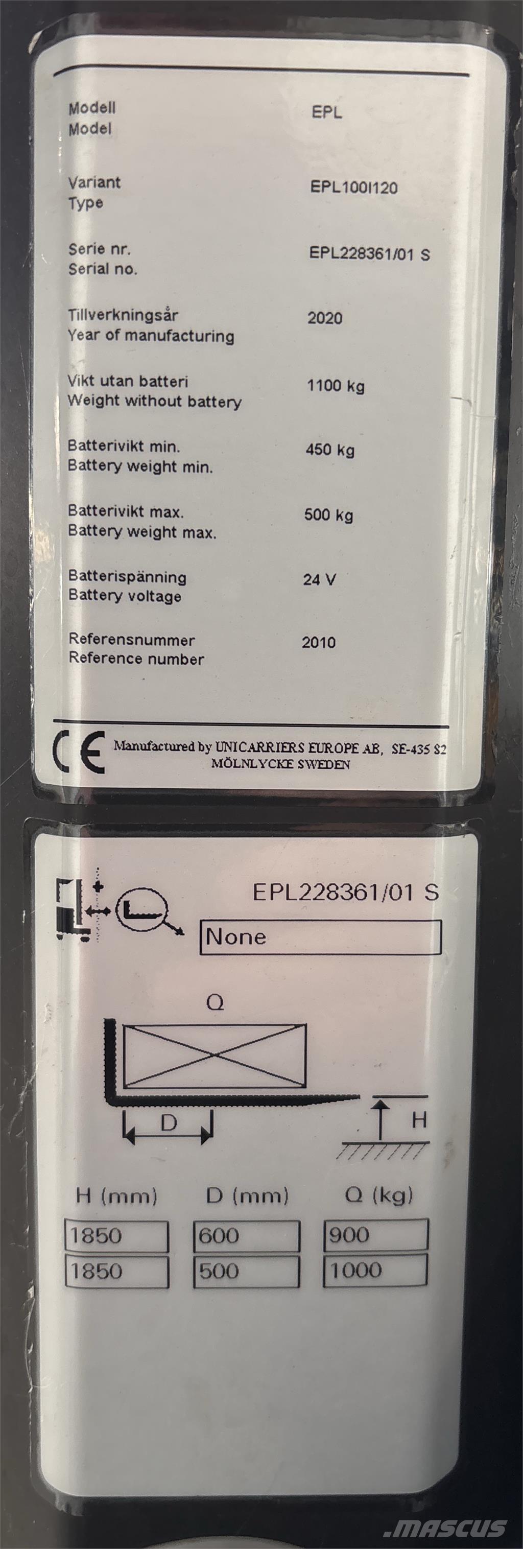 UniCarriers EPL100 Low lift order picker