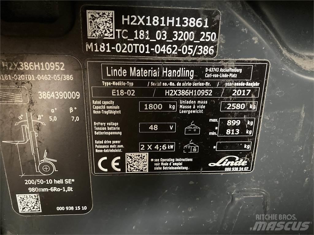 Linde E18 Electric forklift trucks