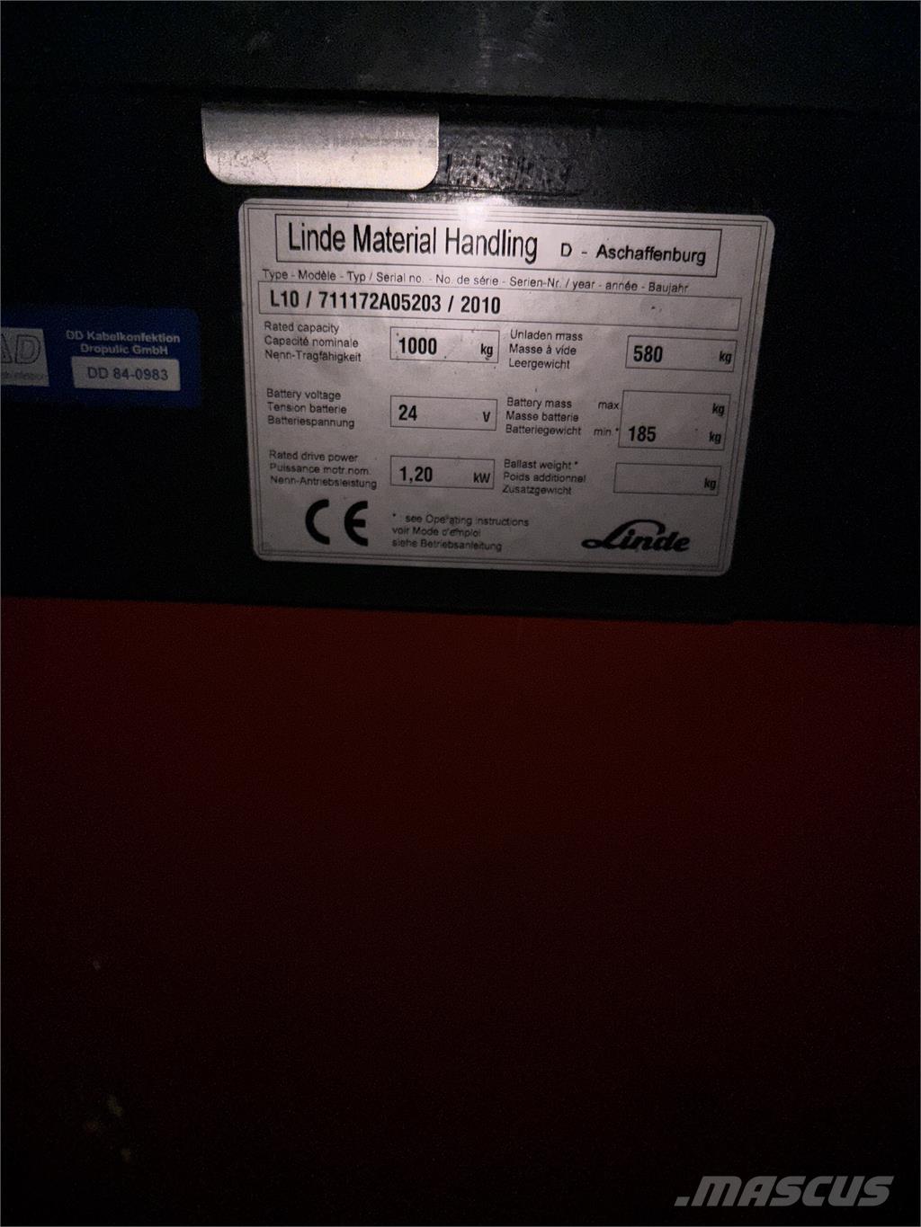 Linde L10 defekt Self propelled stackers