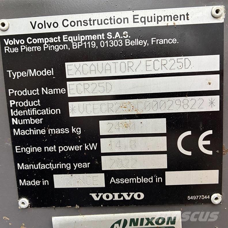 Volvo ECR25D Mini excavators < 7t (Mini diggers)