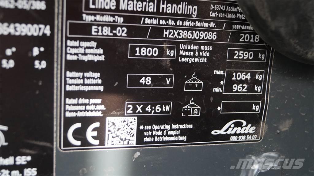 Linde E18L Electric forklift trucks