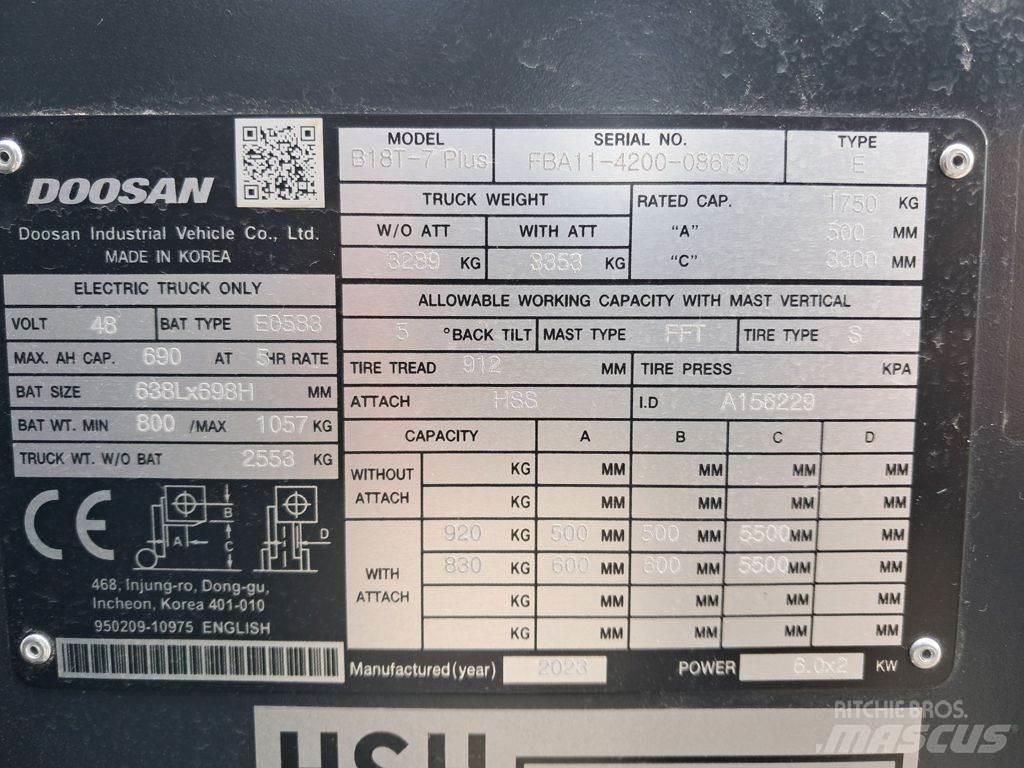 Doosan B18T-7 PLUS Electric forklift trucks