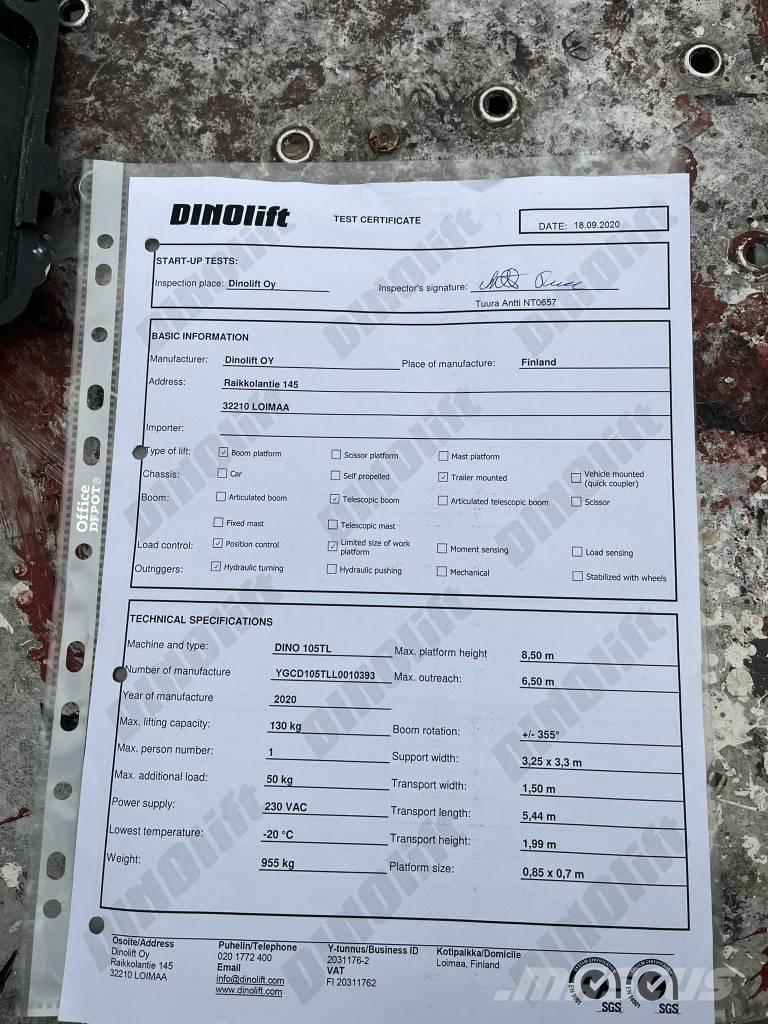 Dino 105TL Trailer mounted platforms