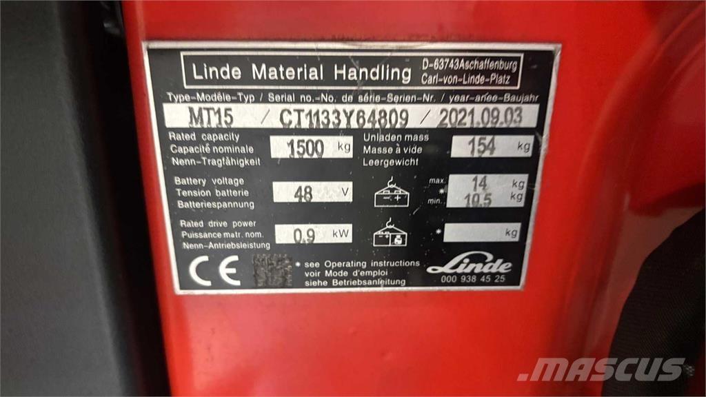 Linde MT15 Electric forklift trucks