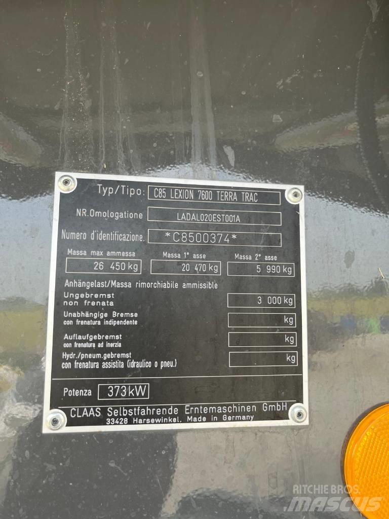 CLAAS LEXION 7600 TT Combine harvesters