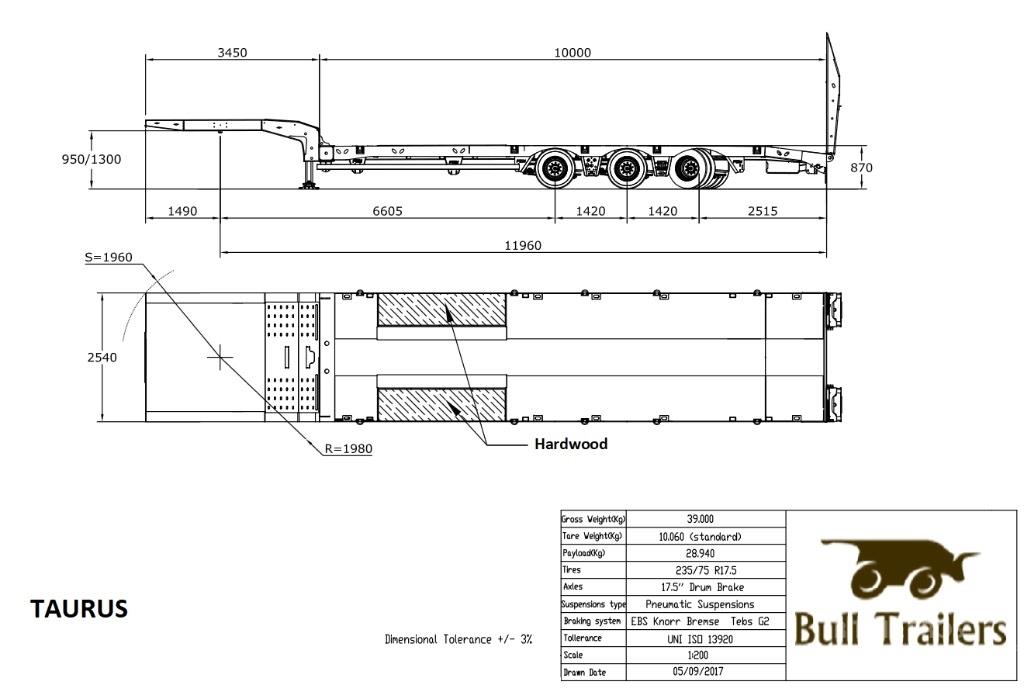 Bull Trailers Taurus Flatbed/Dropside semi-trailers