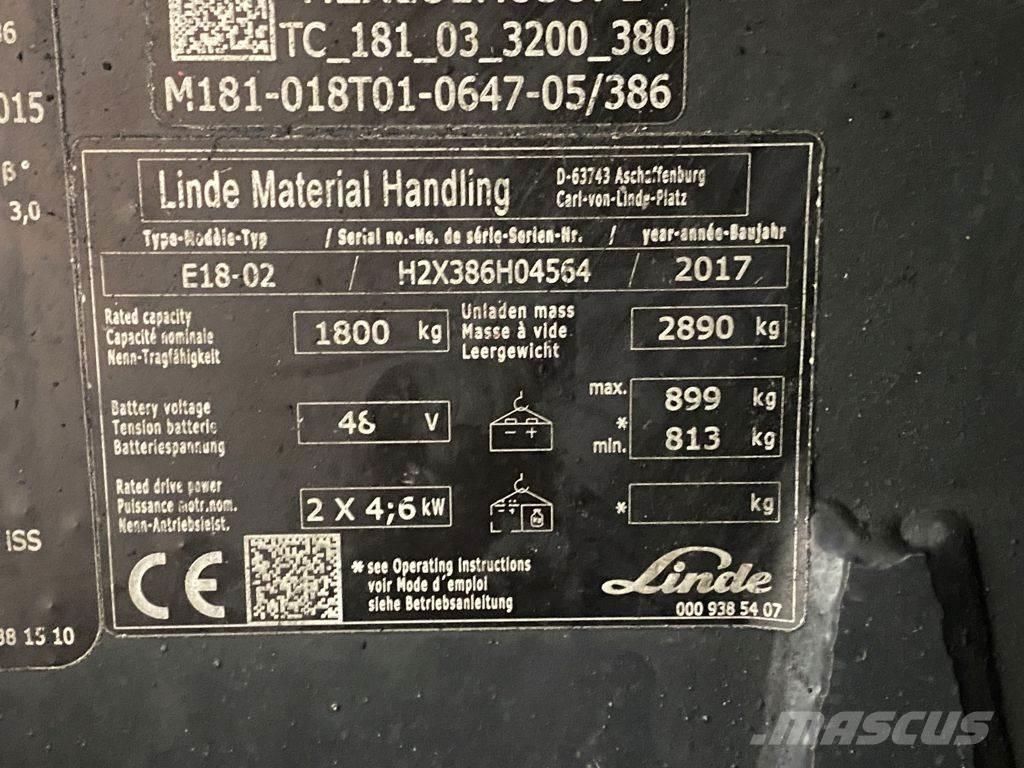 Linde E18-02 Electric forklift trucks