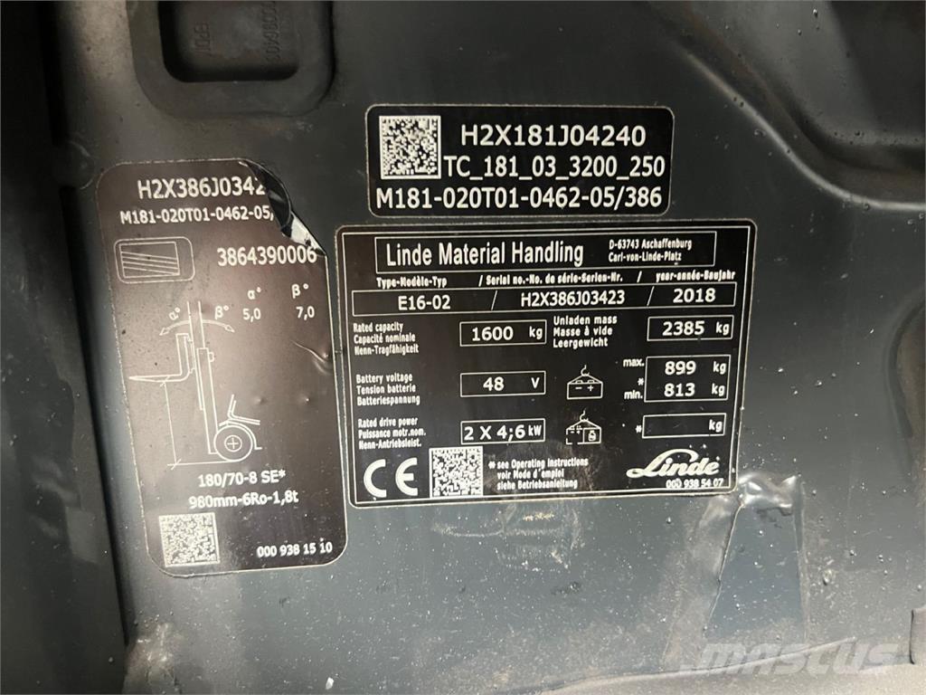 Linde E16 Electric forklift trucks