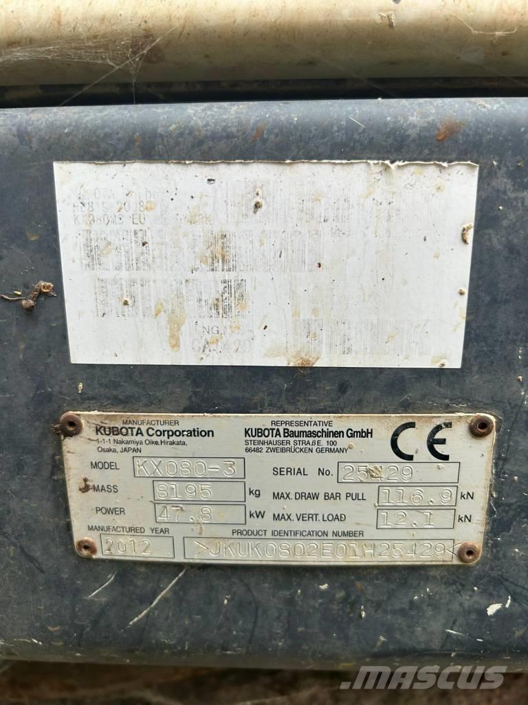 Kubota KX 080-3 Mini excavators  7t - 12t