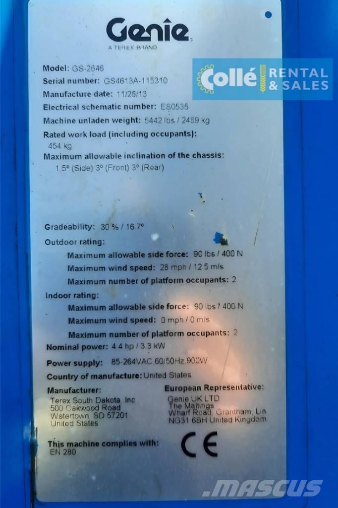 Genie GS-2646 | 2013 Scissor lifts