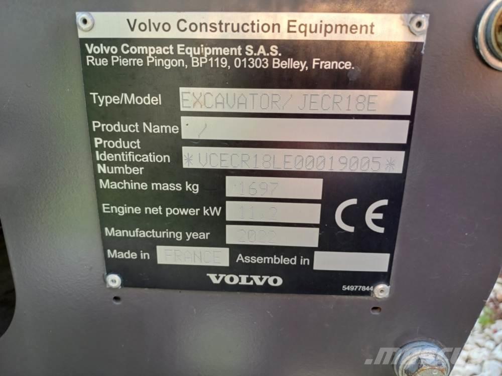 Volvo JECR18E Mini excavators < 7t (Mini diggers)