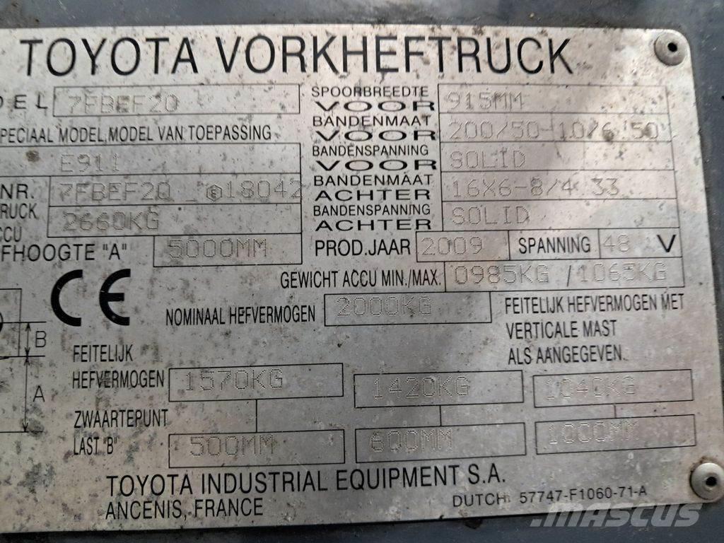 Toyota 7FBEF20 Electric forklift trucks