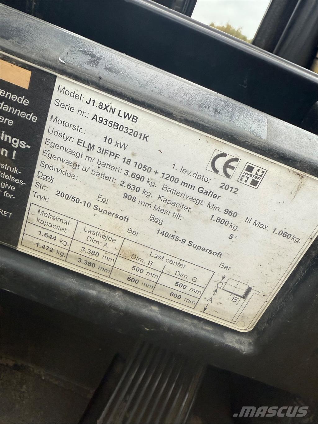 Hyster J1.8XN Electric forklift trucks