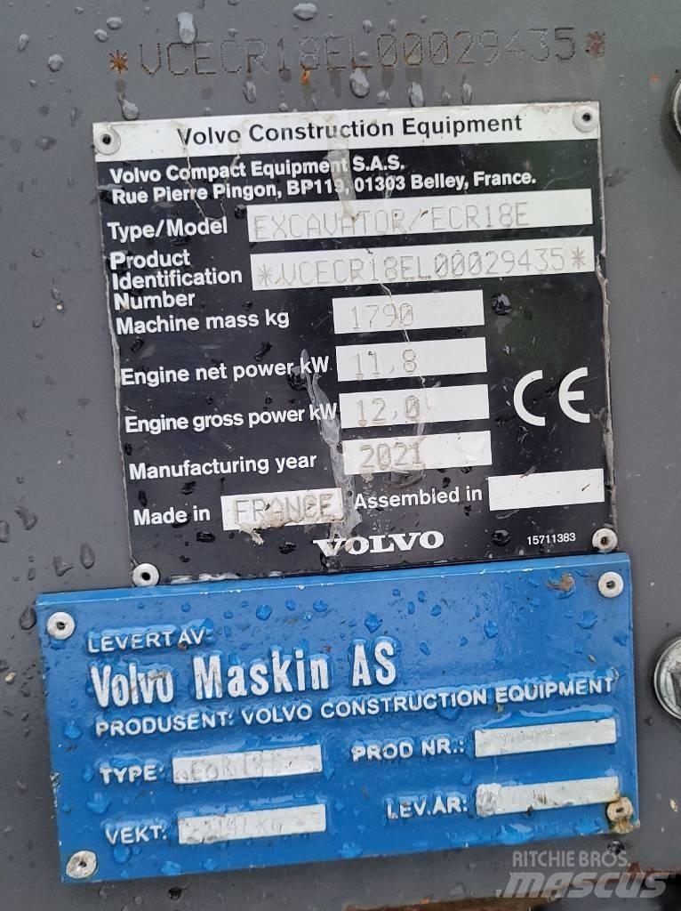 Volvo ECR18E Mini excavators < 7t (Mini diggers)