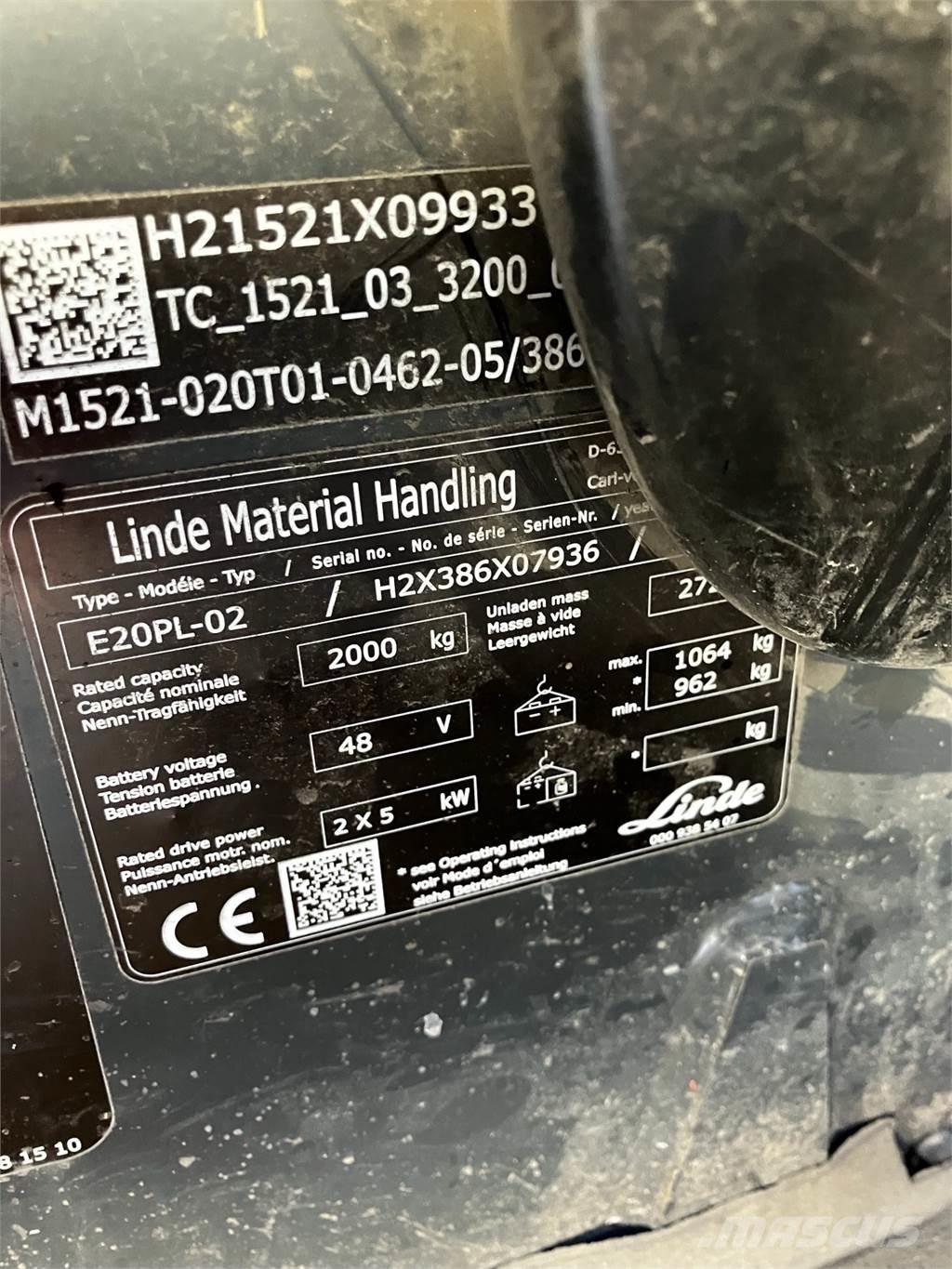 Linde E20PL Electric forklift trucks