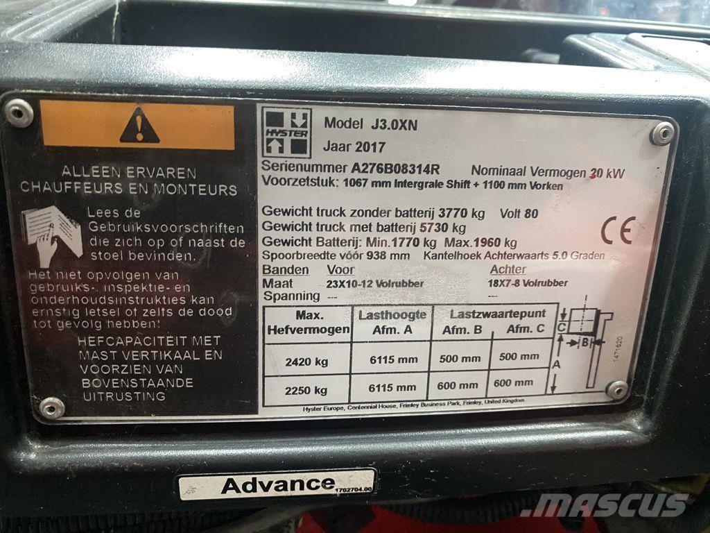 Hyster J3.0XN Electric forklift trucks