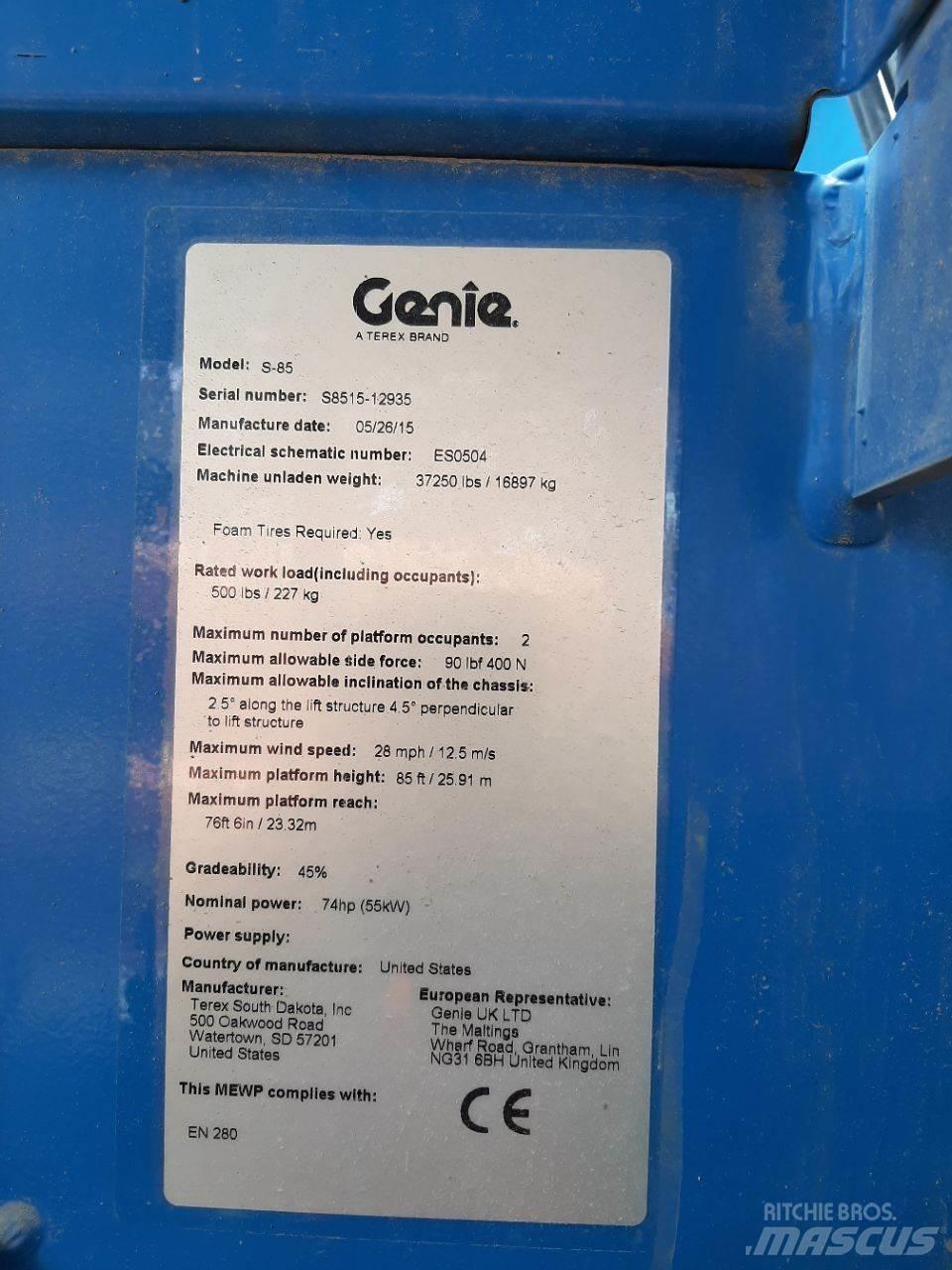 Genie S85 Telescopic boom lifts
