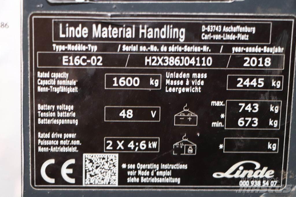 Linde E16C-02 Electric forklift trucks