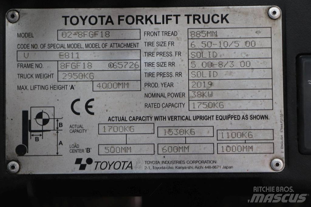 Toyota 02-8FGF18 LPG trucks