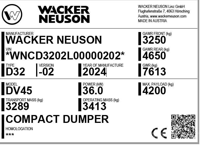 Wacker Neuson DV45 Site dumpers