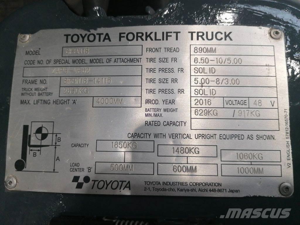 Toyota 8FBN18 Electric forklift trucks