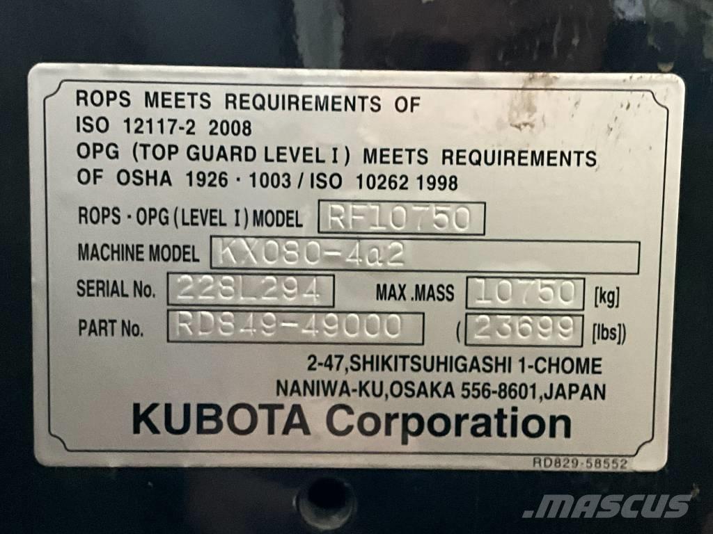Kubota KX 080-4 A 2 Cabins and interior